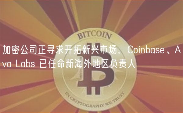 加密公司正寻求开拓新兴市场，Coinbase、Ava Labs 已任命新海外地区负责人