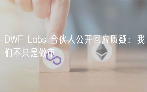 DWF Labs 合伙人公开回应质疑：我们不只是做市