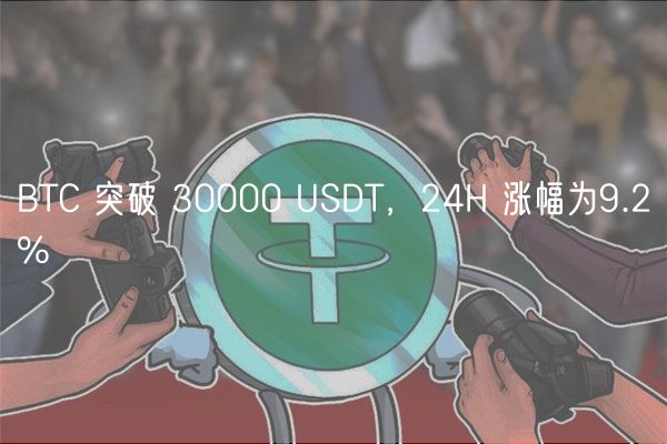 BTC 突破 30000 USDT，24H 涨幅为9.2%