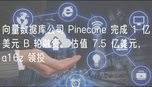 向量数据库公司 Pinecone 完成 1 亿美元 B 轮融资，估值 7.5 亿美元，a16z 领投