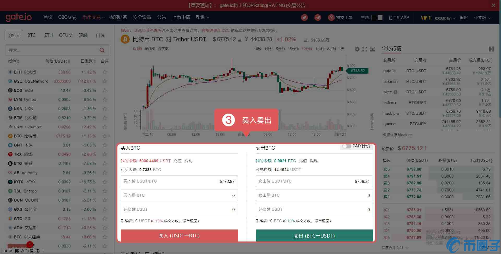gate.io交易平台币币交易操作流程详解